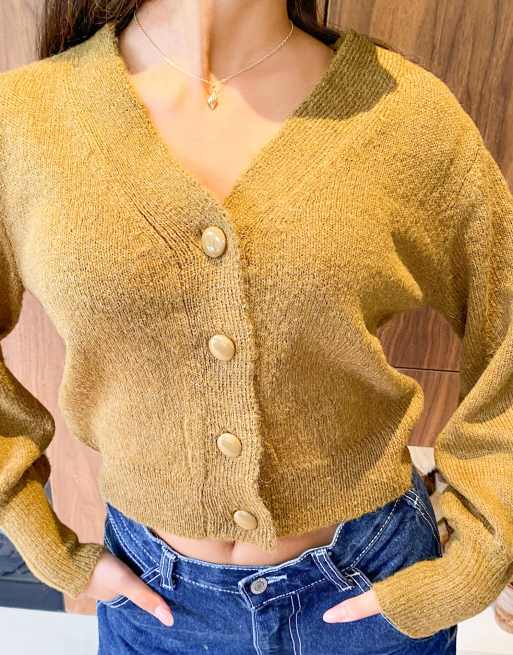 Tan 2025 cropped cardigan