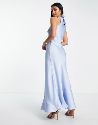 satin halterneck maxi dress