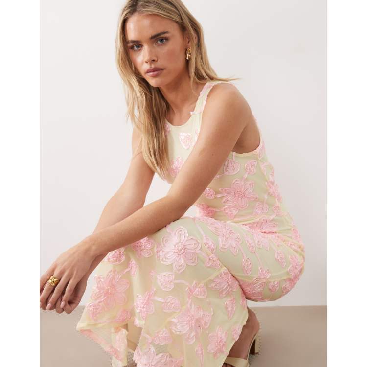 alderwood mall pastel pink dresses Aje Violette Bubble Hem Maxi Dress Pastel Pink  The Closet Collective Hire