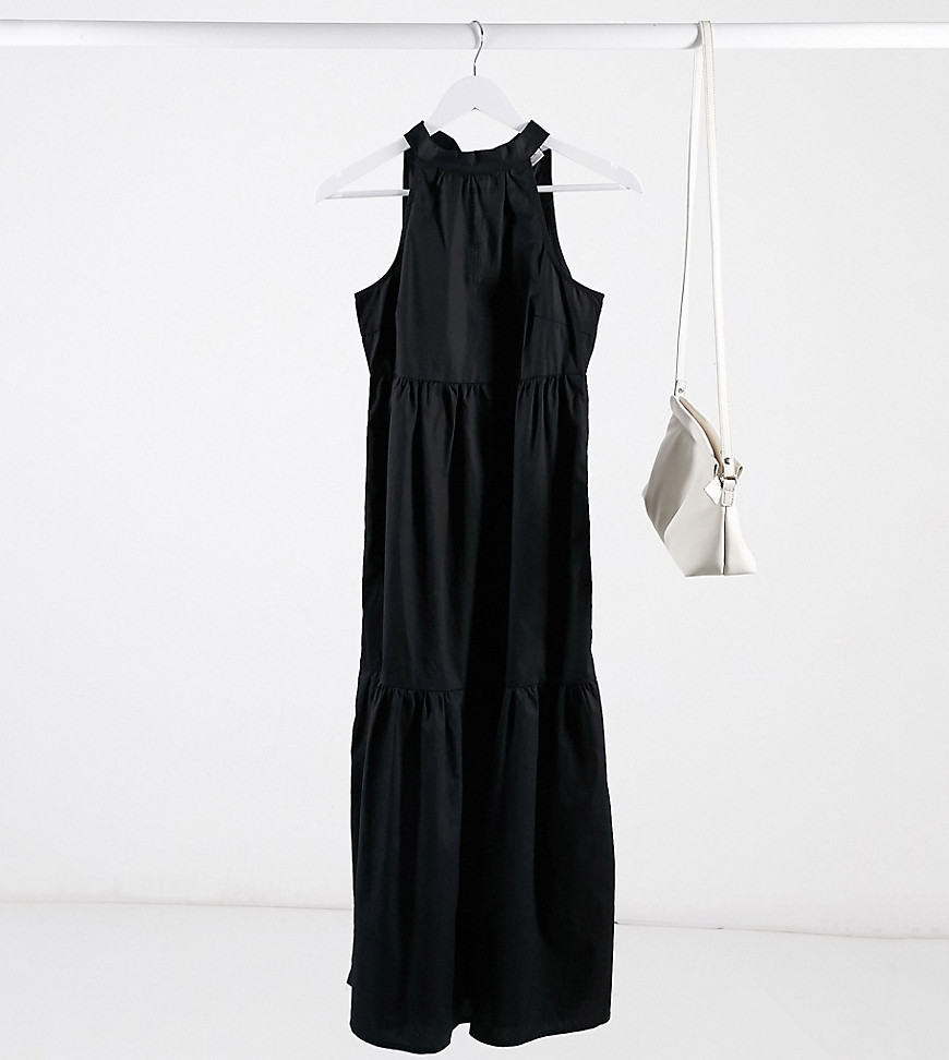 Vila Petite - Gelaagde mid-jurk met halternek in zwart-Crème