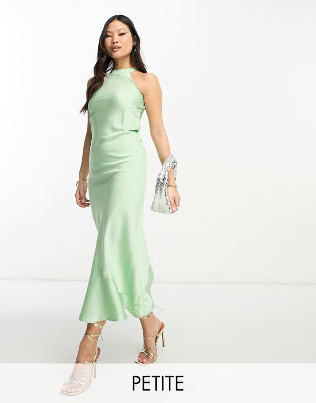 Vila Petite halterneck maxi dress in mint green