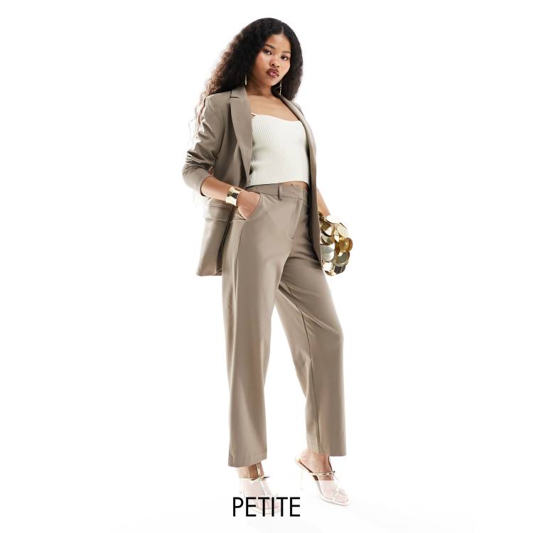 Vila Petite high waisted tapered pants in beige