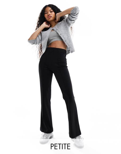 Vila Petite high waisted pin tuck pull on pants in black