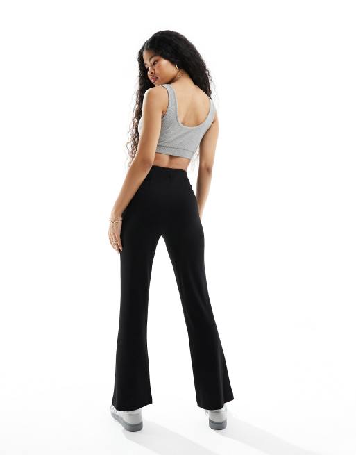 Vila Petite high waisted pin tuck pull on pants in black