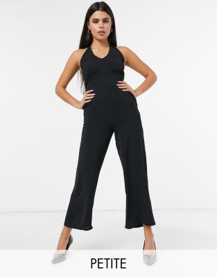 black halter jumpsuit petite