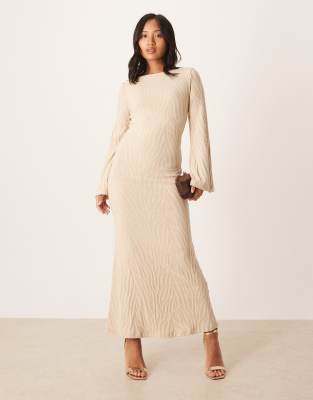 VILA Petite knit maxi dress in neutral zebra print