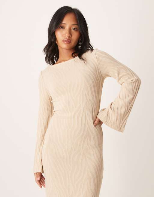Vila Petite knitted maxi dress in neutral zebra print