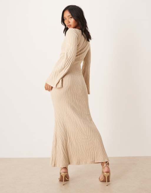 Vila Petite knitted maxi dress in neutral zebra print
