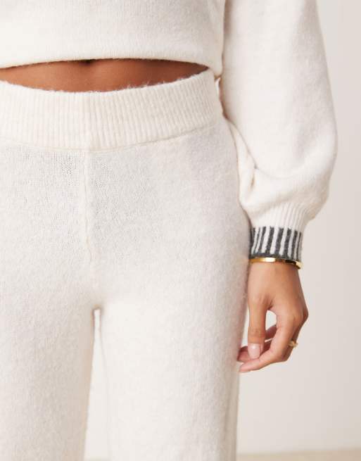 Vila Petite knitted wide leg trouser co-ord with contrast stitch