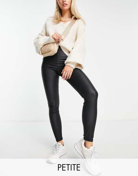 Vila Petite - Legging met rits aan de achterkant en coating in zwart - view 1