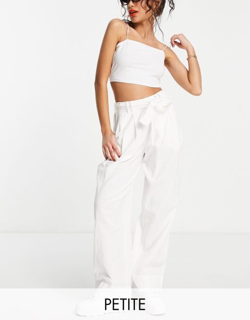 Petite linen 2025 wide leg pants