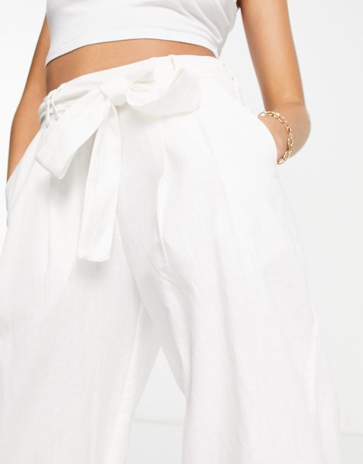 White petite linen on sale pants