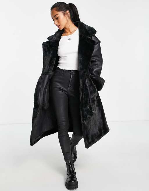 Longline on sale shearling coat