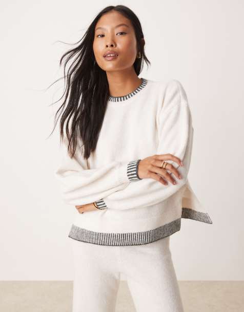 Vila Petite - Maglione oversize color crema con cuciture a contrasto in coordinato - view 1