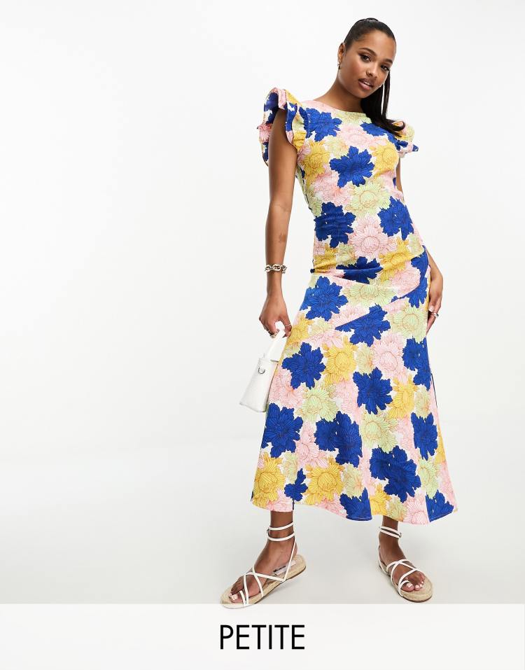 asos.com | Vila Petite – Maxikleid mit kräftigem Blumenmuster und Rüschenträgern