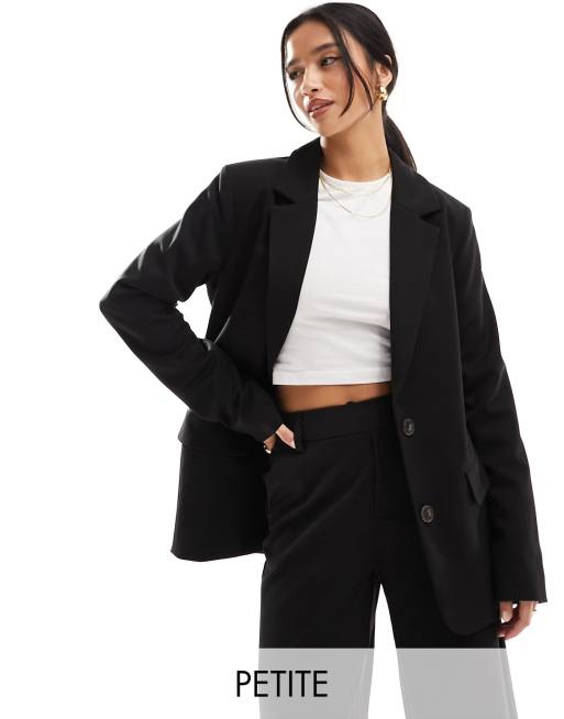 Vila Petite Mix and Match loose fit blazer in black (part of a set)