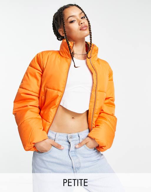 Vila Petite padded jacket in orange | ASOS