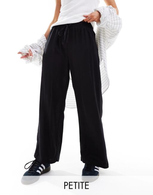 Vila Petite - Pantalon large aspect lin avec lien noué à la taille - Noir