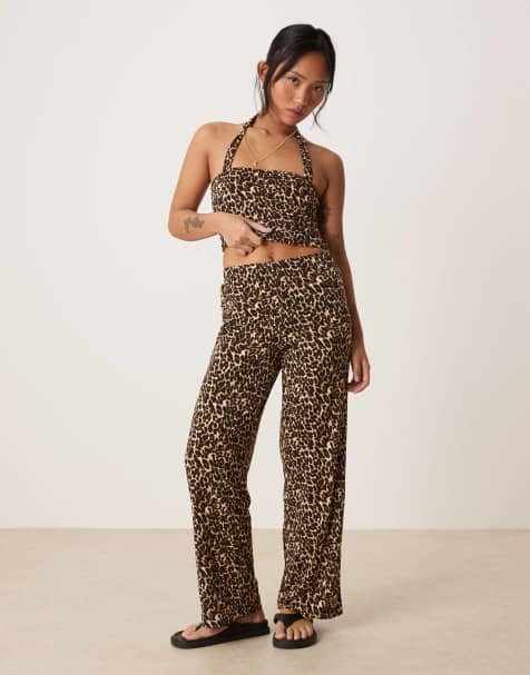 Vila Petite - Pantaloni in jersey sinuoso con stampa leopardata in coordinato - view 1