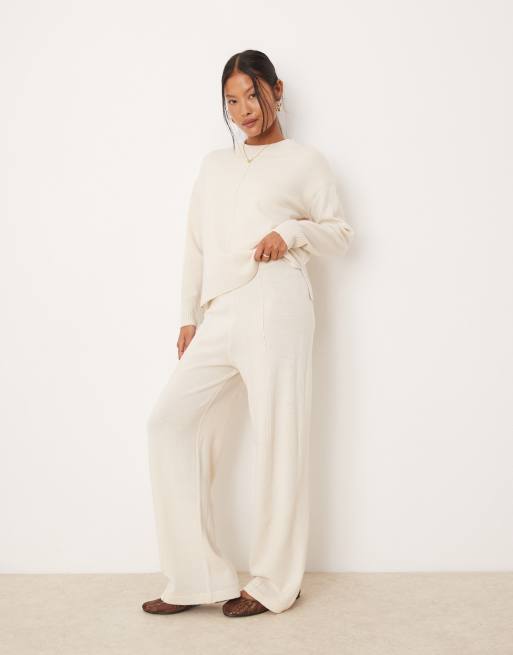 Vila Petite - Pantaloni in maglia color crema in coordinato