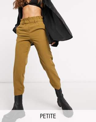 Vila Petite high waisted tapered pants in beige