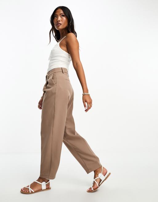 Vila Petite high waisted tapered pants in beige