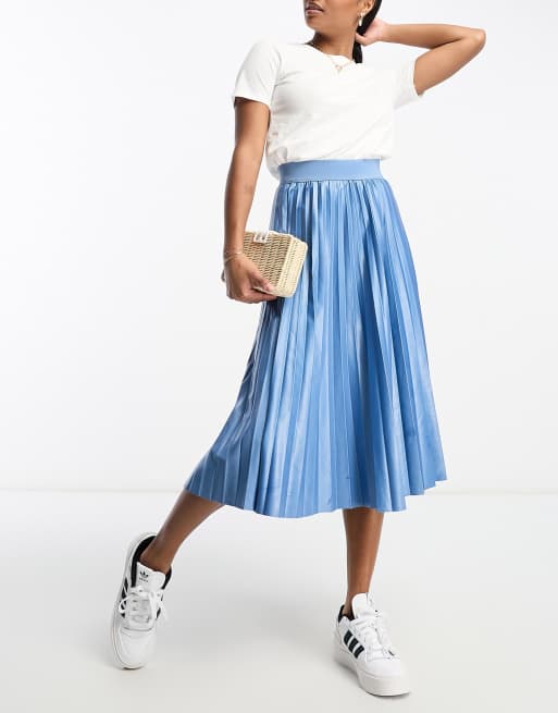 Vila Petite pleated midi skirt in blue