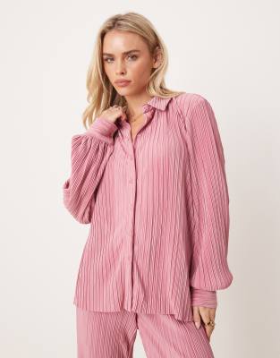 plisse shirt in dusty pink - part of a set