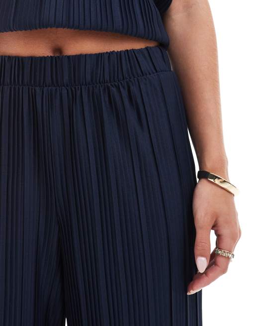 Vila Petite – Plissee-Hose in Marineblau mit weitem Schnitt, Kombiteil, 4 von 5
