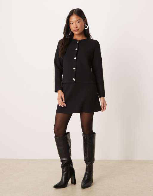 VILA Petite ribbed mini skirt in black (part of a set), 2 of 5