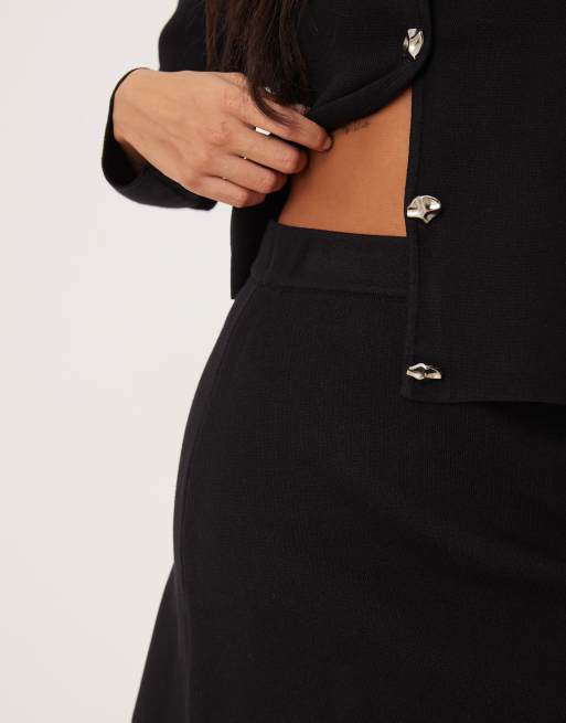 VILA Petite ribbed mini skirt in black (part of a set), 5 of 5