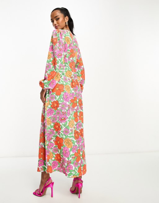 Robe mi longue imprimé fleuri hot sale