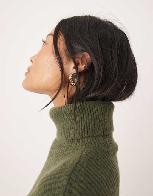 VILA Petite roll neck knitted jumper in khaki (part of a set), 2 of 4