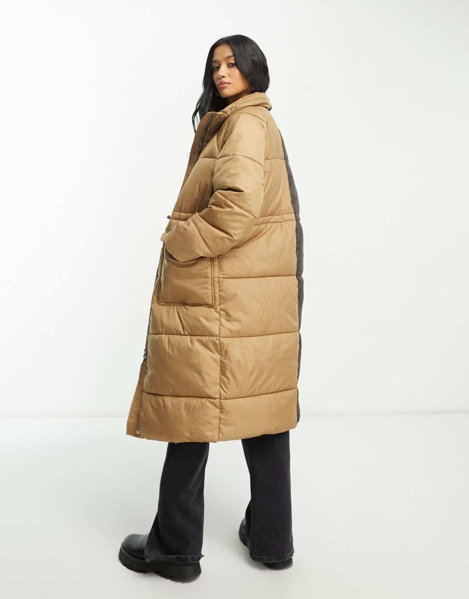 Vila padded longline coat in beige