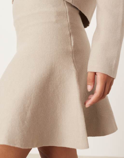 Vila Petite structured knit mini skirt in natural melange (part of a set), 5 of 5