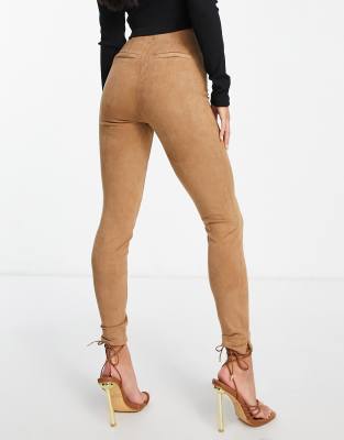 Petite Pintuck Faux Suede Leggings