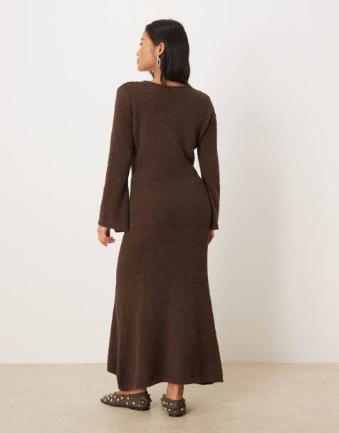brown dresses for plus size women Solid Color Slim Fit Backless Halter Tight Dress  AmiEmi