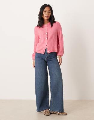 Vila Petite Super Soft Knit Cardigan In Pink