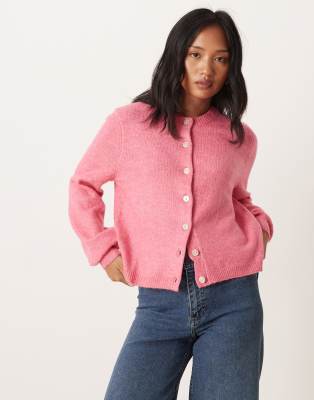 VILA Petite - Superweiche Strickjacke in leuchtendem Rosa