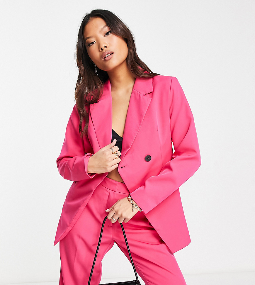 tailored asymmetric suit blazer in bright pink