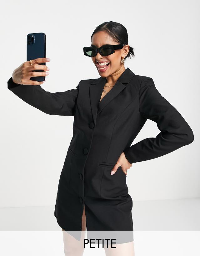 Vila Petite - tailored blazer mini dress in black