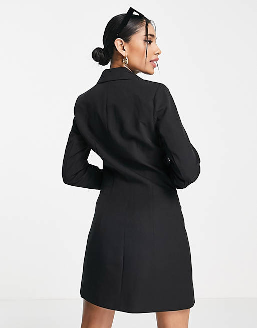 Tram Melodious Fraction Vila Petite tailored blazer mini dress in black | ASOS