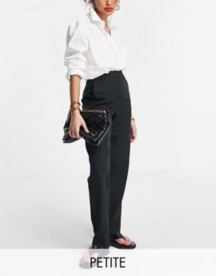 Vila Petite tailored straight leg suit trouser co-ord in black