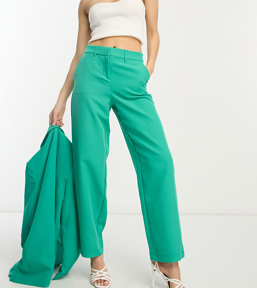 Vila Petite tailored wide leg trousers co-ord in green