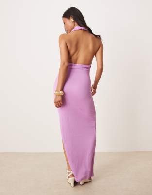 Shop Vila Petite Textured Cowl Neck Low Back Maxi Dress