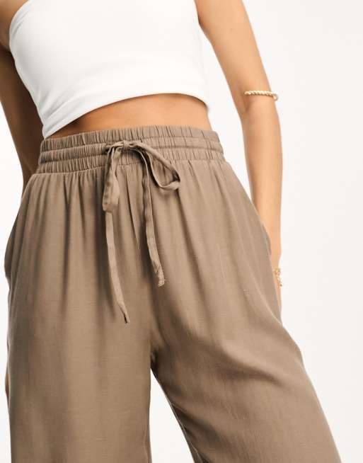 Tie waist on sale wide leg trousers