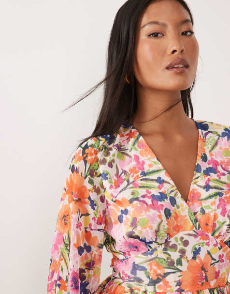 VILA Petite tiered mini dress in multi floral print - view 1