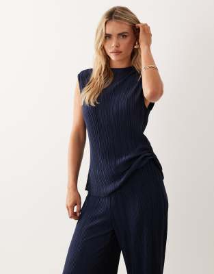 Vila Petite - Top d'ensemble plissé sans manches - Bleu marine