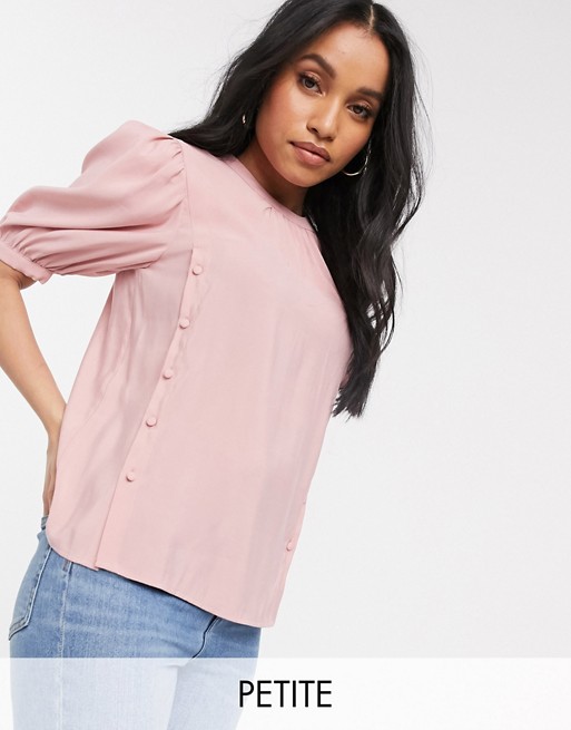 Vila Petite top with button detail in pink