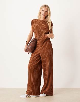 VILA Petite - Weit geschnittene Plissee-Hose in Bronze, Kombiteil-Brown